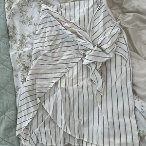 Striped Wrap Skirt in Black and White